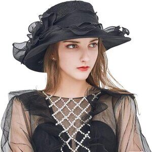 Kentucky Derby Hats - Organza Hat Fascinator Hat Black